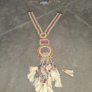 Chico's Julia Ott Aztec Inspired Beaded Pendant Necklace NWT